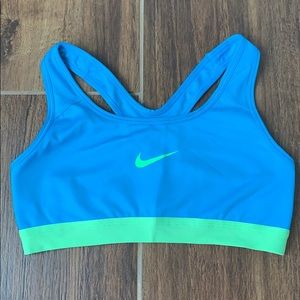 Nike Dri-Fit Sports Bra Blue With Neon Green